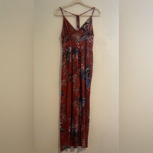 Floral Print Jumpsuit in Red